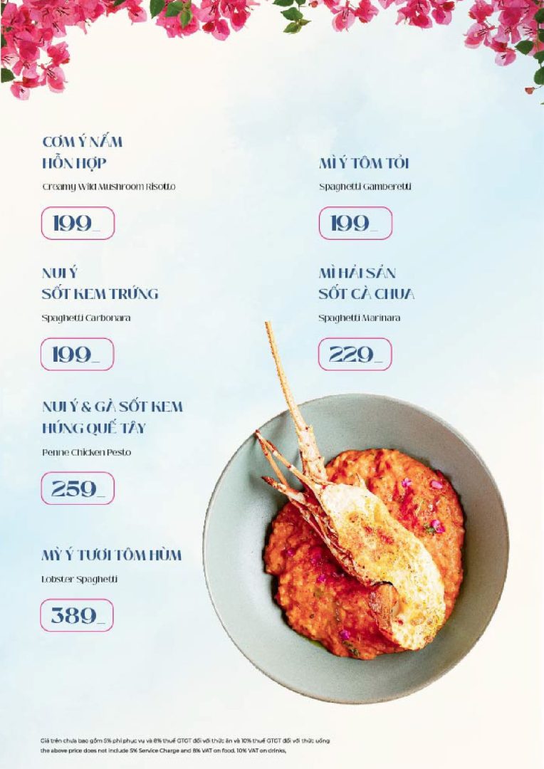 Menu đồ ăn Mamma Mia Bình Khánh