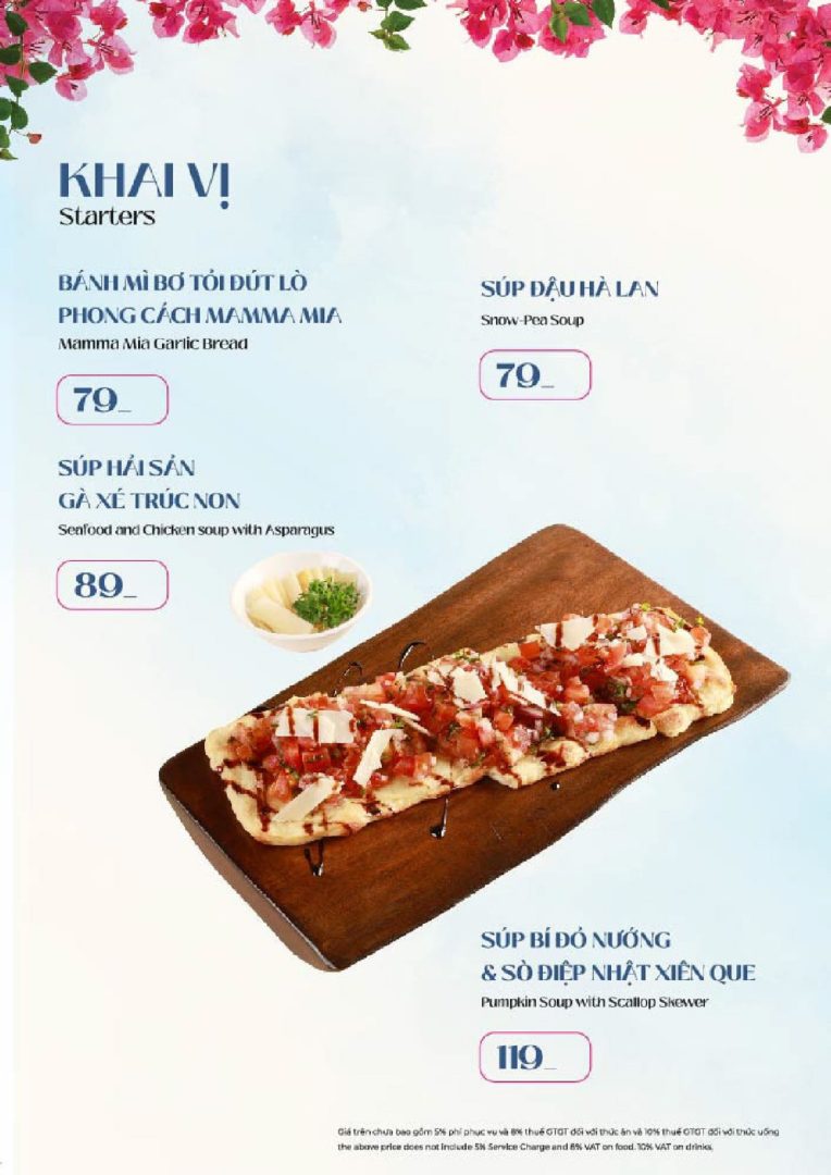 Menu đồ ăn Mamma Mia Bình Khánh