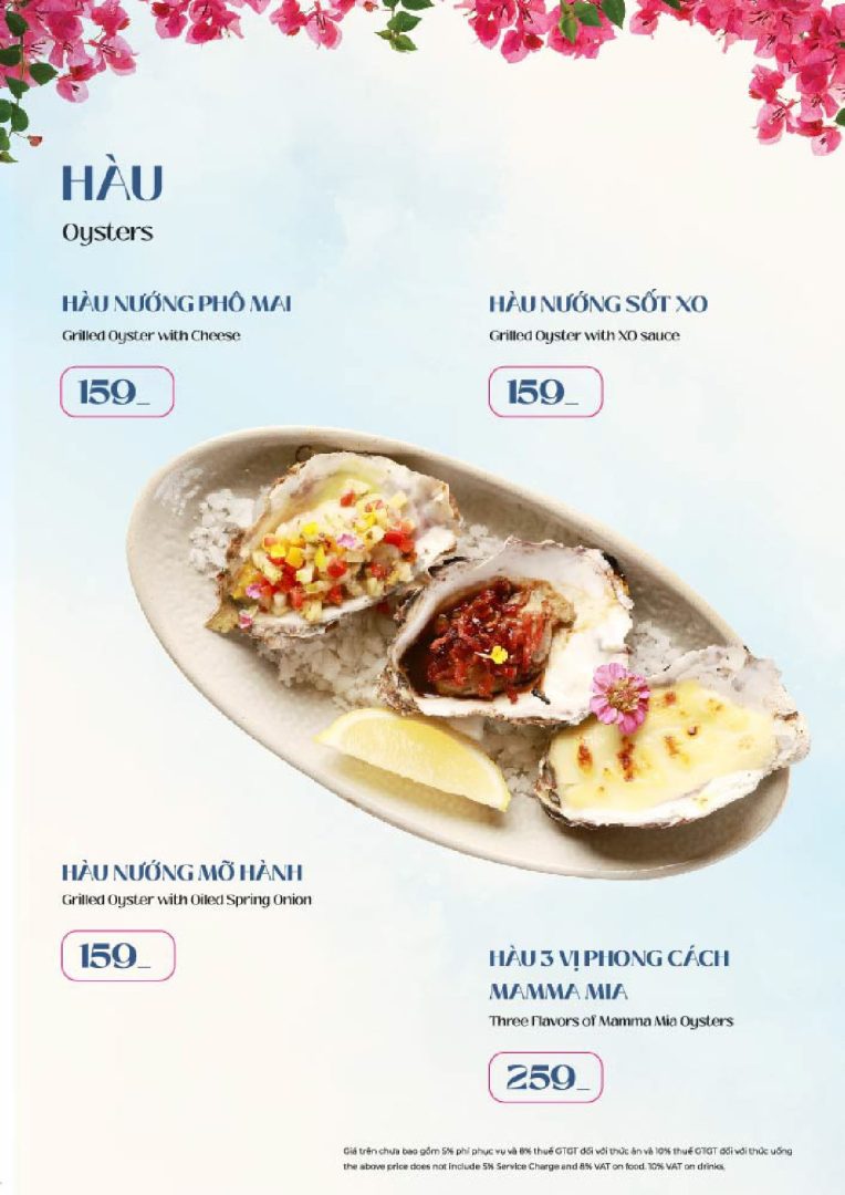 Menu đồ ăn Mamma Mia Bình Khánh