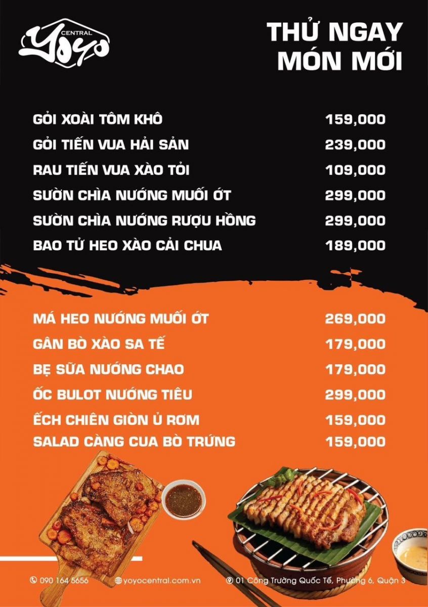 Menu YoYo Central Hồ Con Rùa