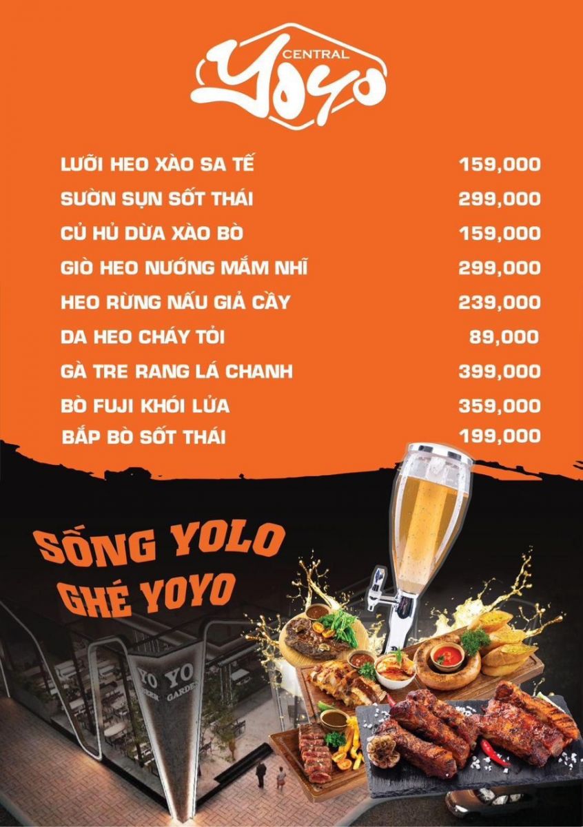 Menu YoYo Central Hồ Con Rùa