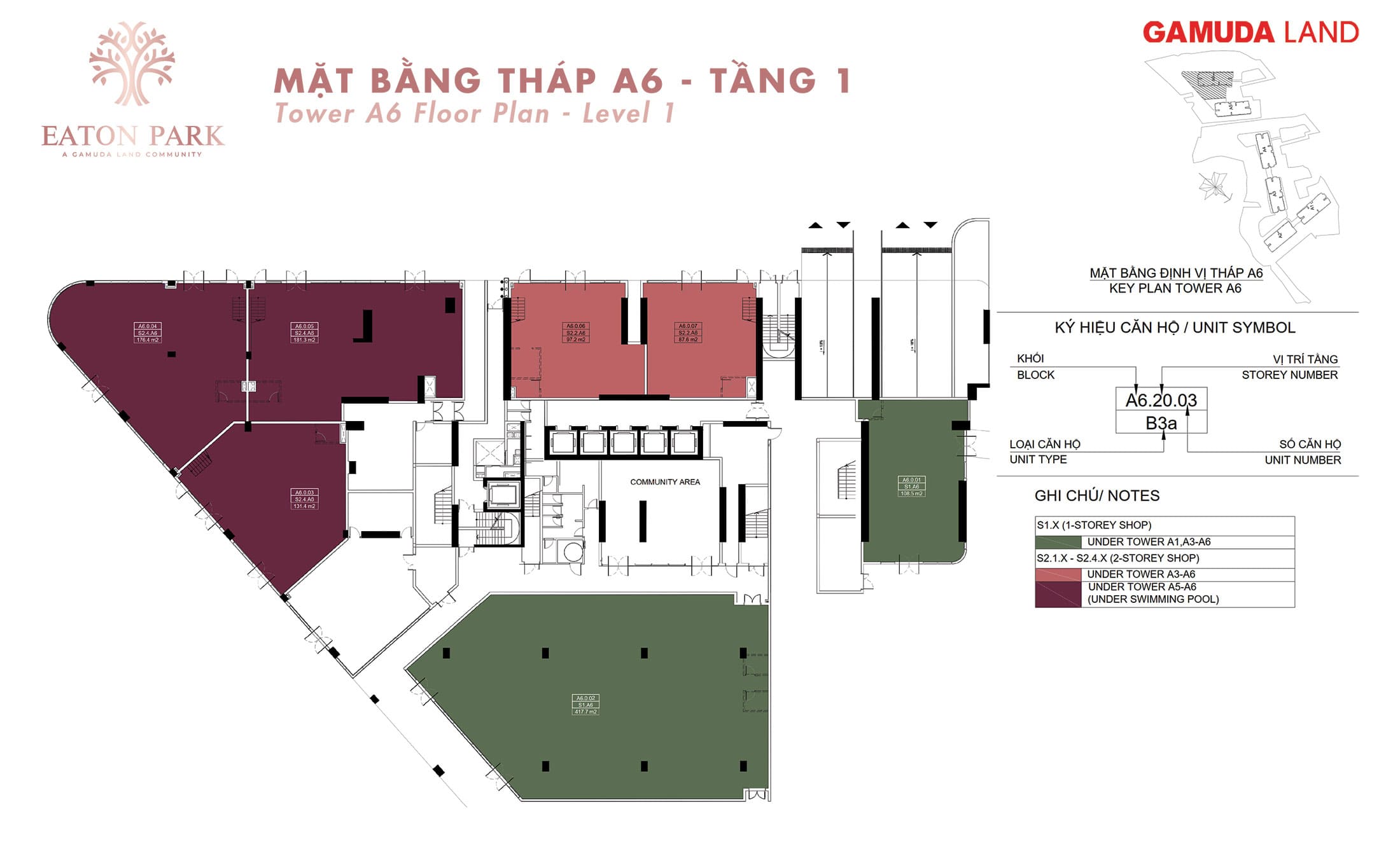 Mặt Bằng Tầng 1 Tháp A6 Tại dự án Eaton Park