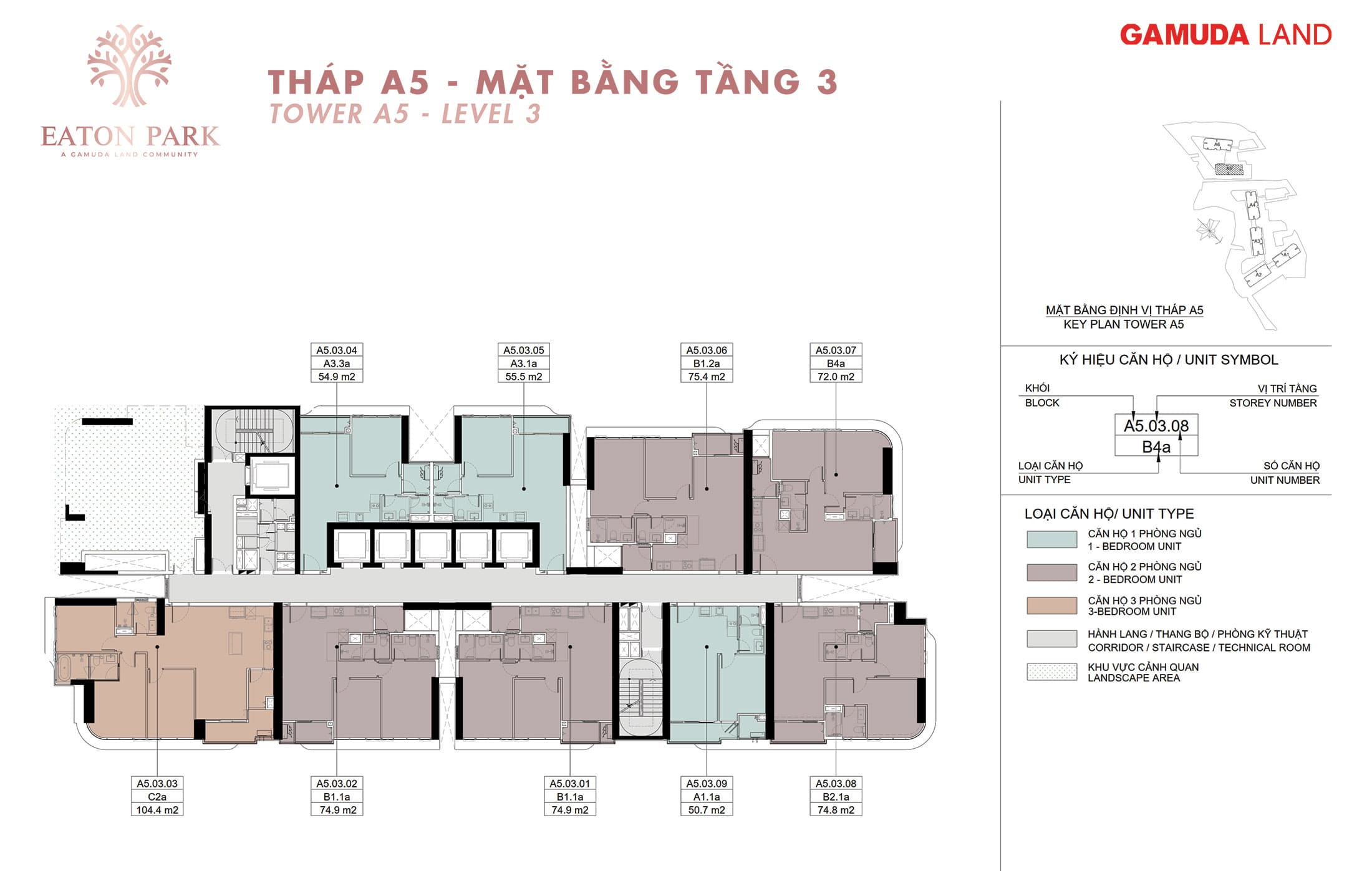 Mặt Bằng Tầng 3- Tháp A5- Tại Eaton Park