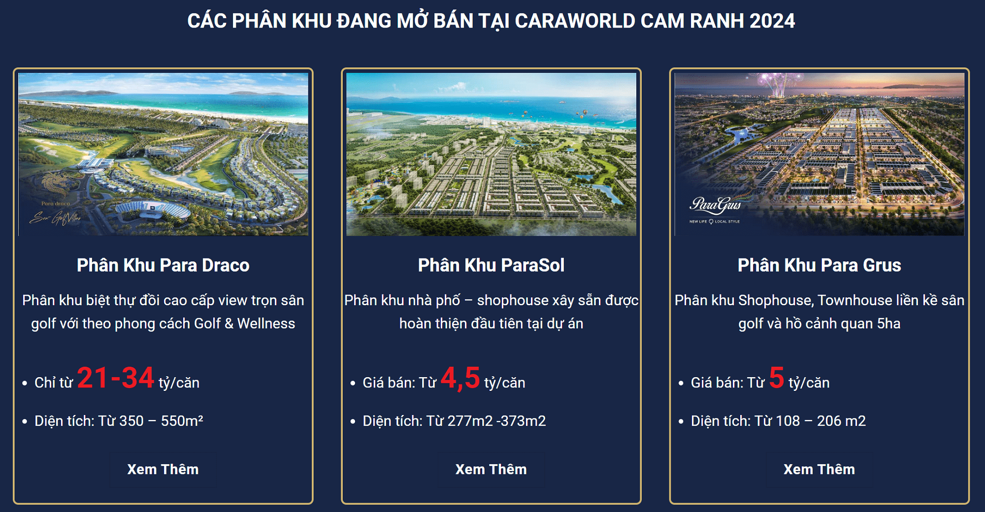 Bảng giá CaraWorld Cam Ranh